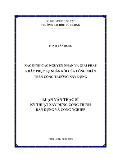 Luận văn Xác định các nguyên nhân và giải pháp khắc phục sự nhàn rỗi của công nhân trên công trường xây dựng