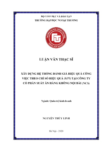 Luận văn Xây dựng hệ thống đánh giá hiệu quả công việc theo chỉ số hiệu quả (KPI) tại Công ty Cổ phần suất ăn Hàng không Nội bài (NCS)