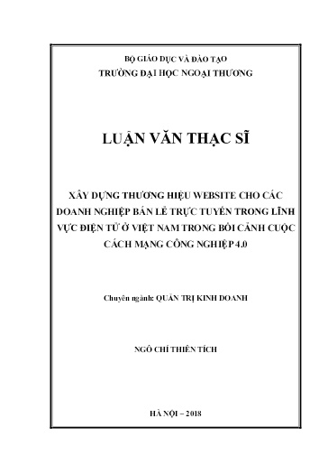 Luận văn Xây dựng thương hiệu website cho các doanh nghiệp bán lẻ trực tuyến trong lĩnh vực điện tử ở Việt Nam trong bối cảnh cuộc cách mạng công nghiệp 4.0