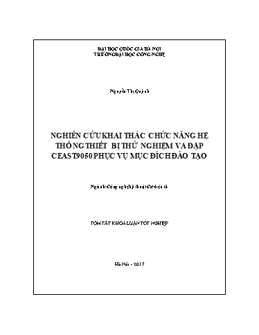 Tóm tắt Khóa luận Nghiên cứu khai thác chức năng hệ thống thiết bị thử nghiệm va đập ceast9050 phục vụ mục đích đào tạo