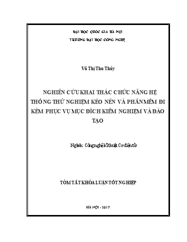 Tóm tắt Khóa luận Nghiên cứu khai thác chức năng hệ thống thử nghiệm kéo nén và phần mềm đi kèm phục vụ mục đích kiểm nghiệm và đào tạo