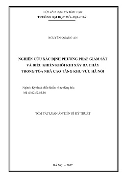 Tóm tắt Luận án Nghiên cứu xác định phương pháp giám sát và điều khiển khói khi xảy ra cháy trong tòa nhà cao tầng khu vực Hà Nội